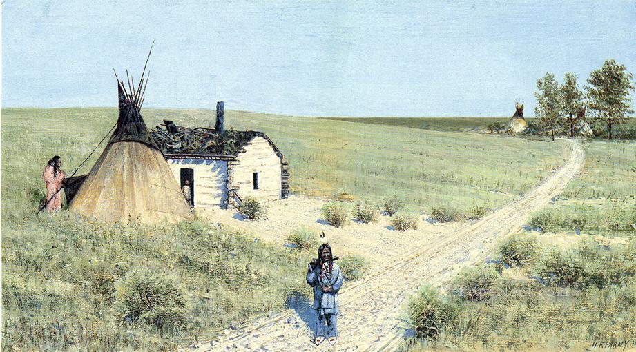 フォート トッテン トレイル 西インディアン ネイティブ アメリカン ヘンリー ファーニー油絵